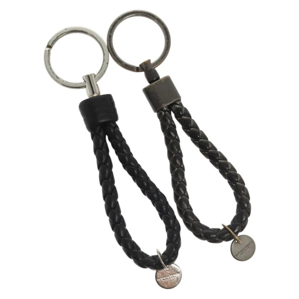 Bottega Veneta Intrecciato Key Holder Leather Black Auth 133509
